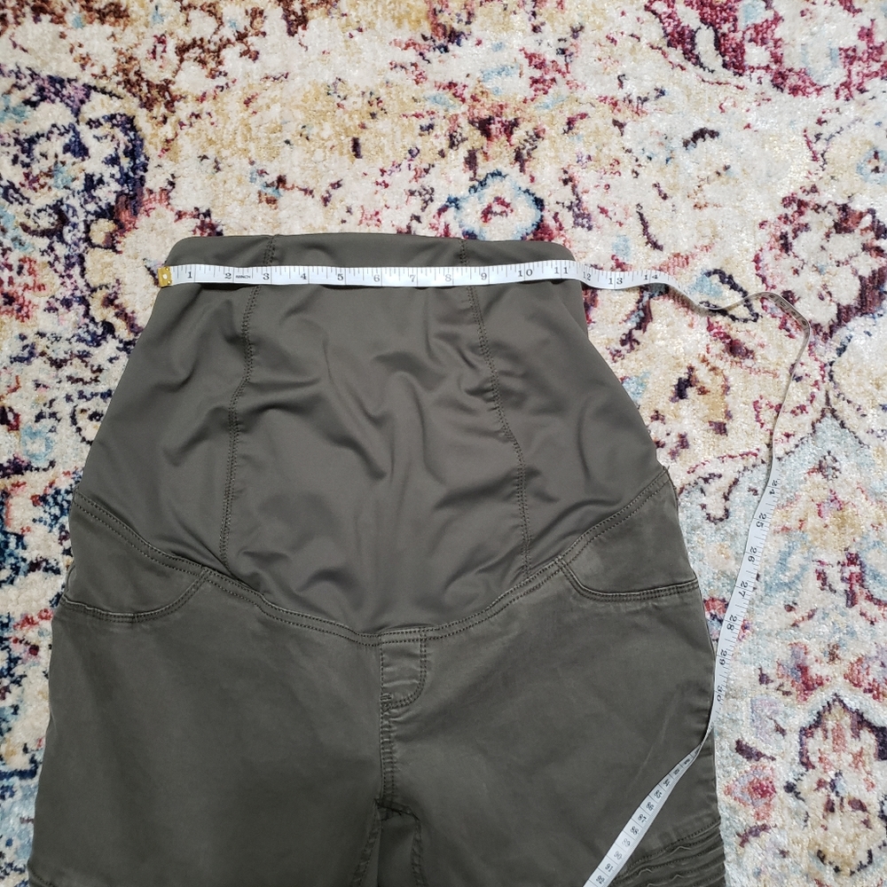 Isabel Maternity Full Panel Crossover Moto Jeggings Olive Green Size 2 - Picture 8 of 10